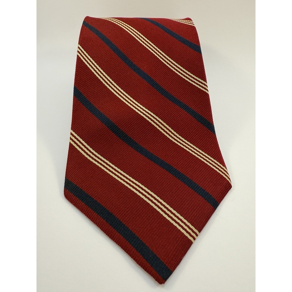 Mallory & Church Men's Repp Tie 58" Wine/Navy/Beige 100% Silk Costa Rica  NWOT